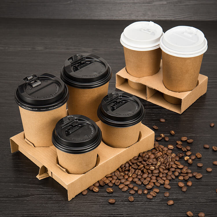 Customized Paper Carrier disposable 2 cup holder - Dreamfly Packaging